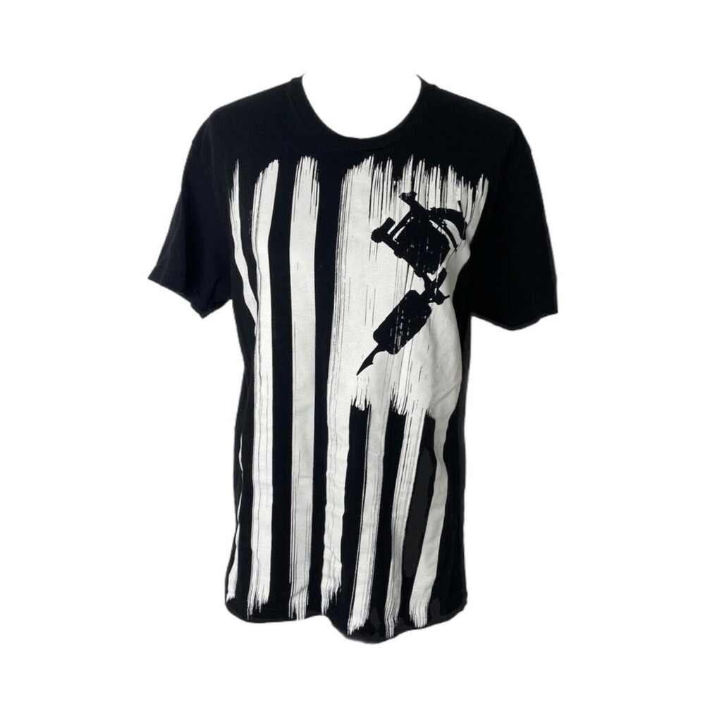 Steadfast Brand Men's Shirt Black and White Short Sleeve Crewneck Size Small